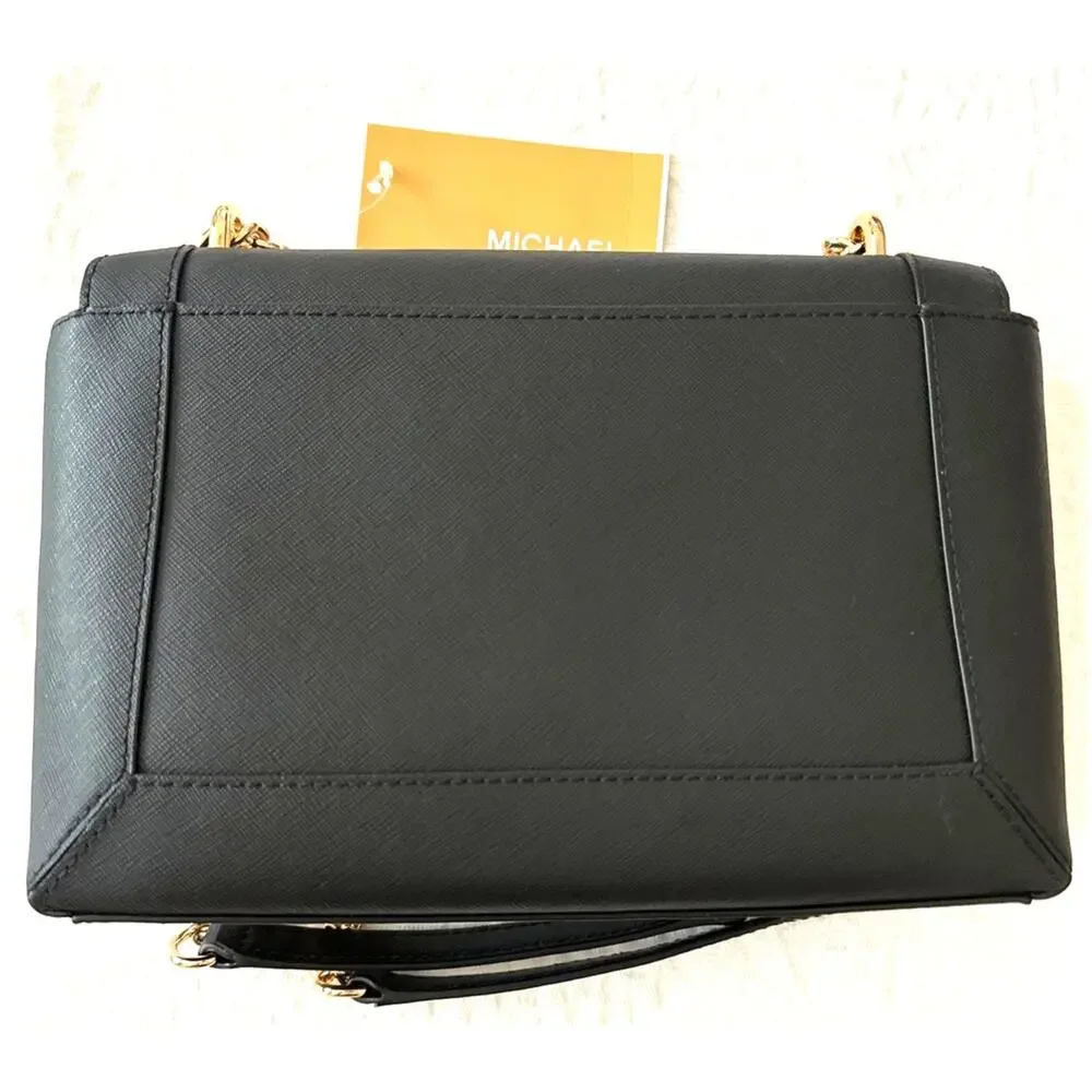 Michael Kors Sallie Crossbody Chain Strap Leather Small Black NWT